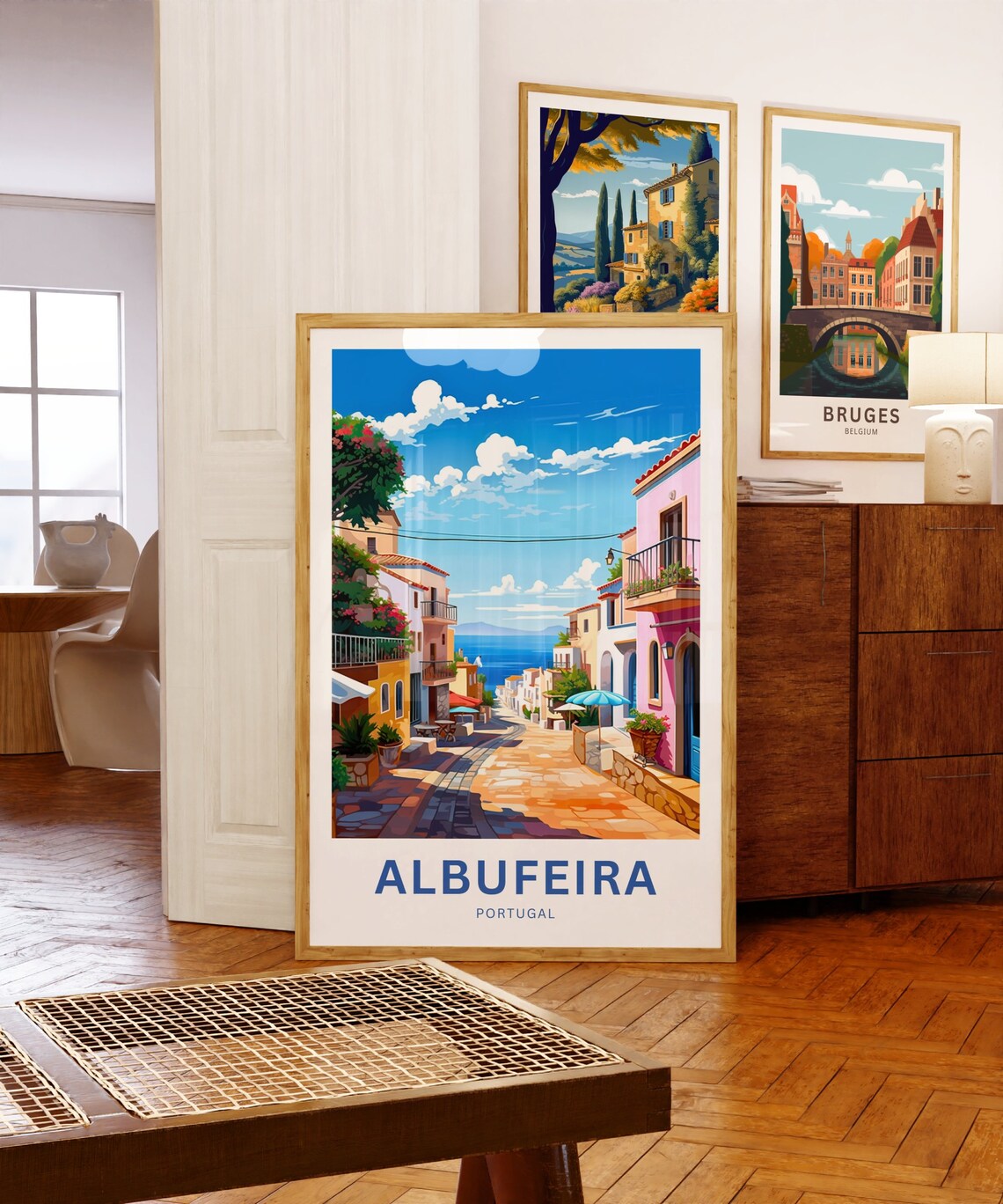 Personalized Albufeira Portugal Colorful Street Travel Poster - Image 5