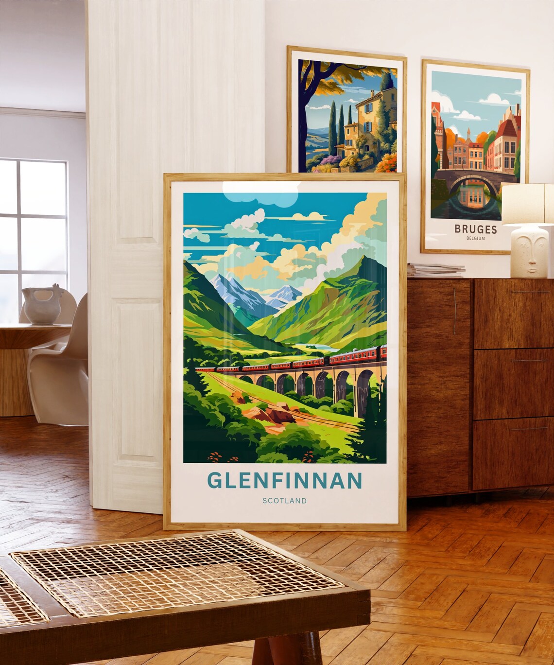 Glenfinnan Scotland Green Highlands Red Train Viaduct Travel Poster - Image 5