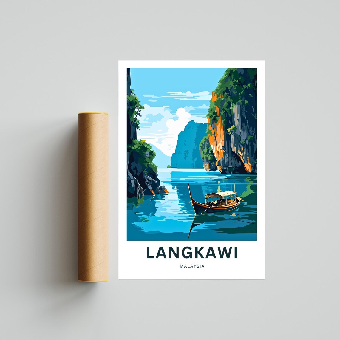 Langkawi Malaysia Longtail Boat Limestone Karsts Travel Poster - Image 4