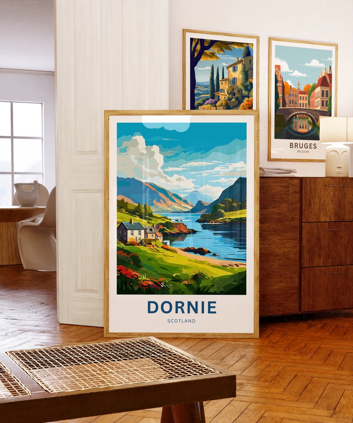 Dornie Scotland Lochside Cottages Blue Water Mountain View Poster - Image 5