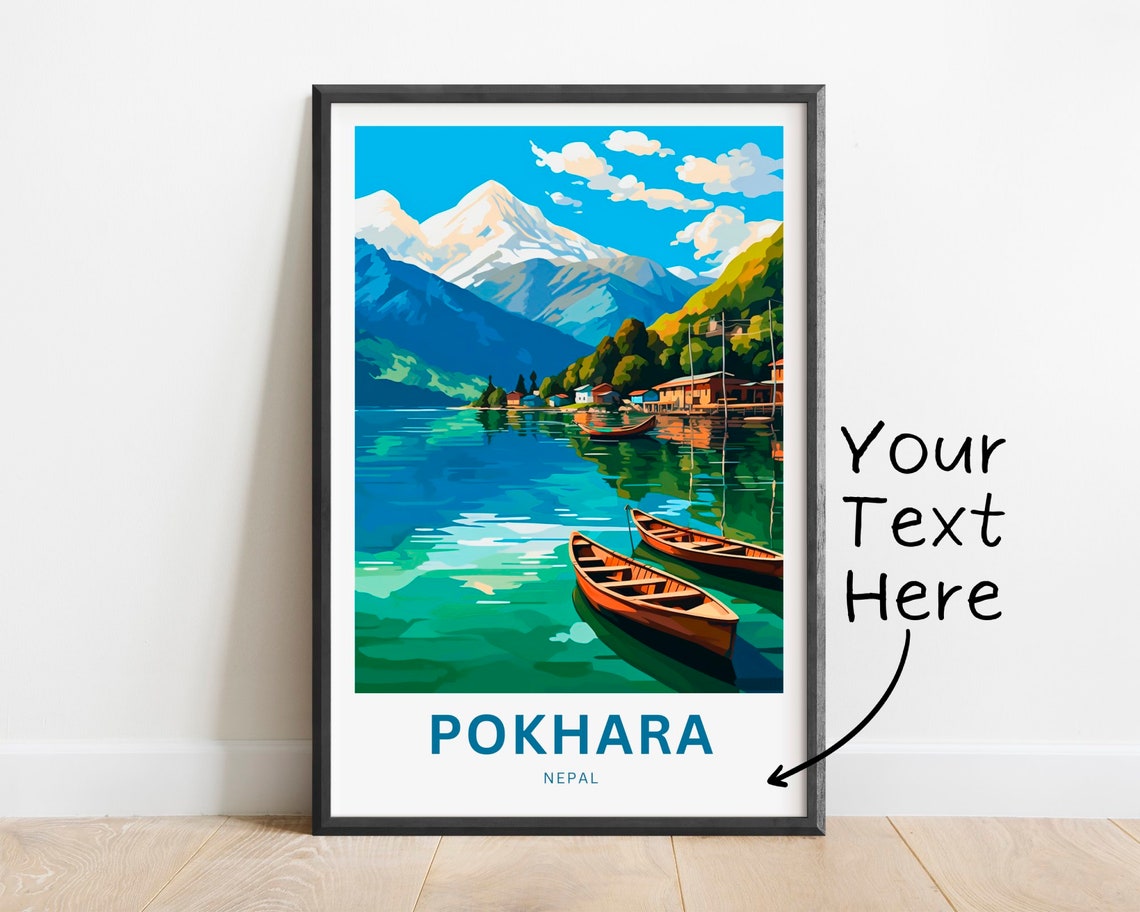 Personalized Pokhara Nepal Himalayan Lake Custom Text Poster
