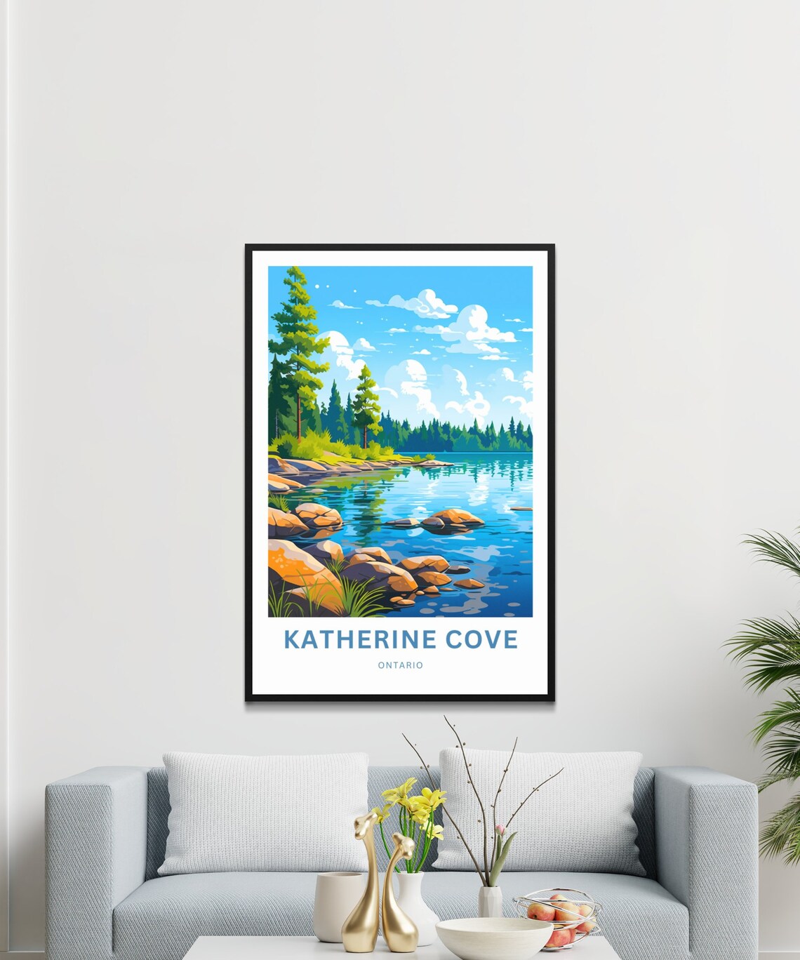 Katherine Cove Ontario Rocky Pine Shoreline Lake View Poster - Image 3