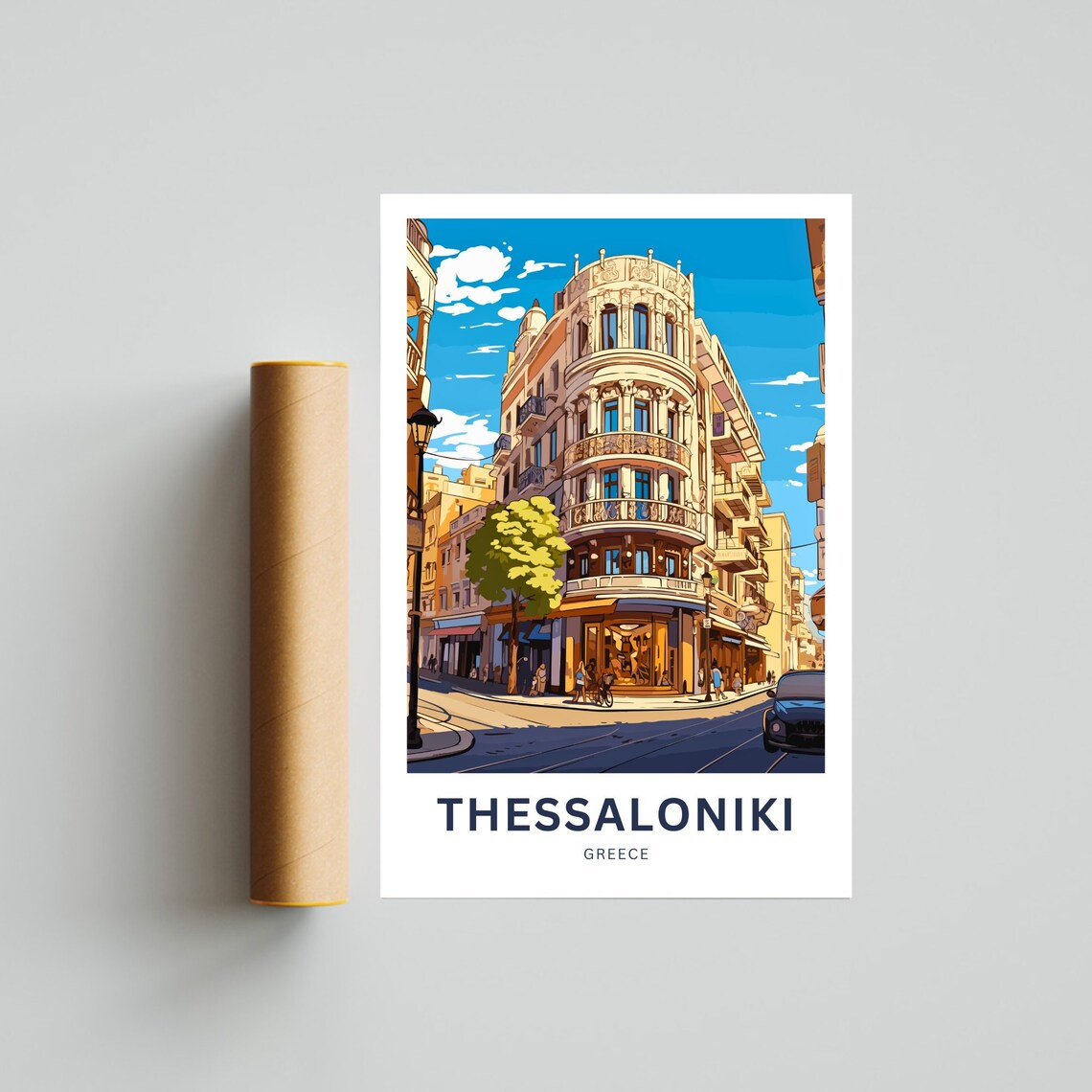 Personalized Thessaloniki Greece Historic Street Corner Travel Poster - Image 4