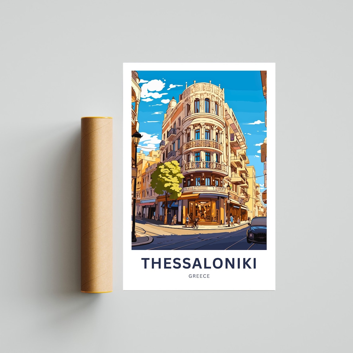 Thessaloniki Greece Historic Corner Building Street Travel Poster - Image 4