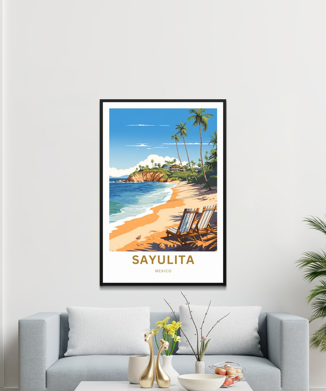 Personalized Sayulita Mexico Daytime Beach Villa Scene Poster - Image 3