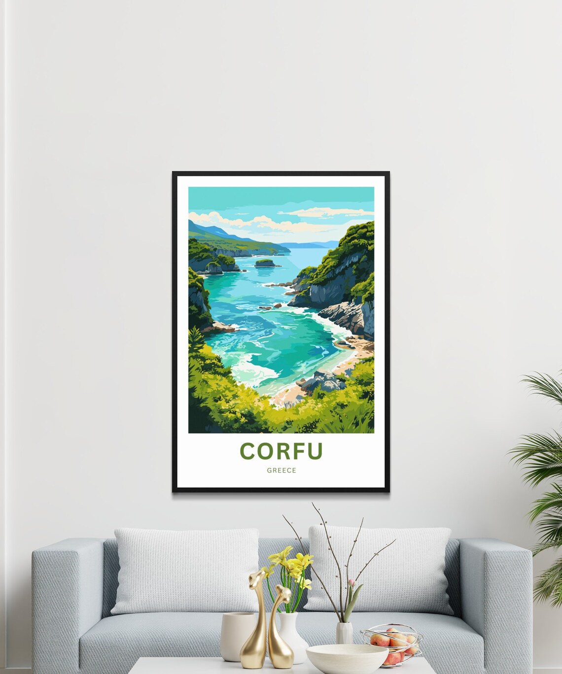Corfu Greece Turquoise Cove Personalized Greek Island Poster - Image 3
