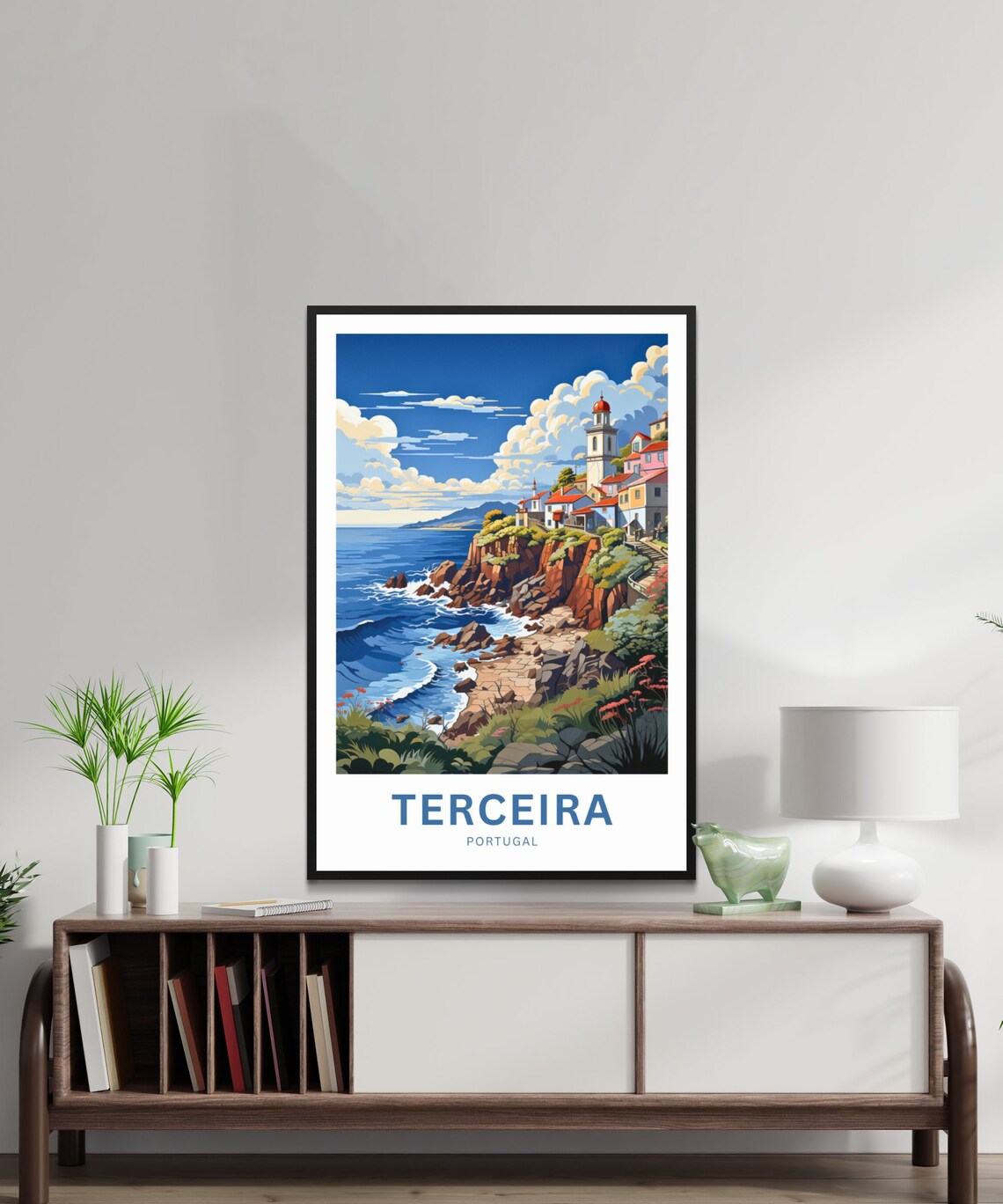 Terceira Island Portugal Coastal Cliffs Village Travel Poster - Image 3