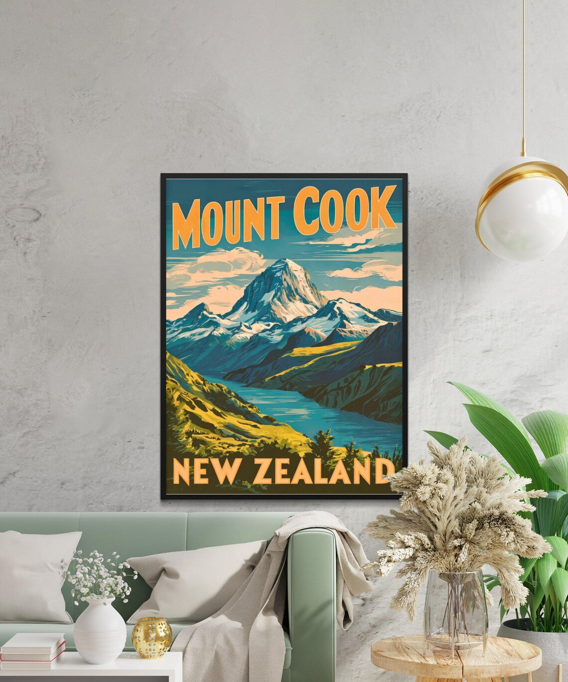 Mount Cook New Zealand Vintage Alpine Peak Retro Travel Poster - Image 2