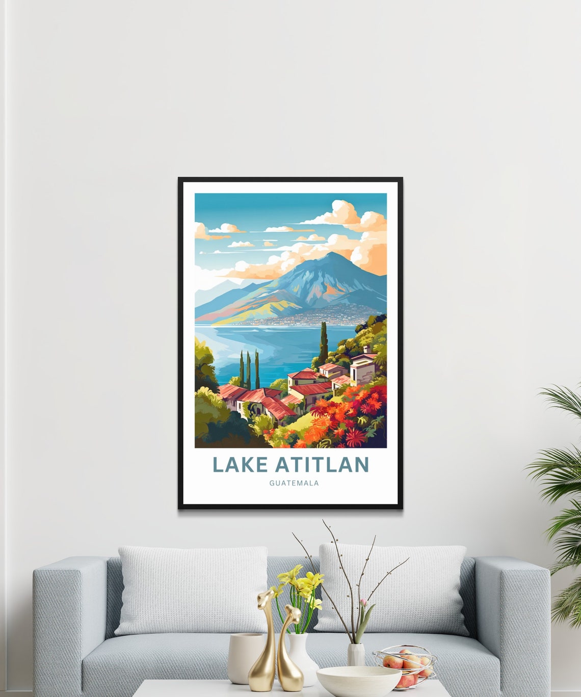 Lake Atitln Travel Print Lake Atitln Poster Guatemala Wall Art Framed Present Gift Mexico Present - Image 2