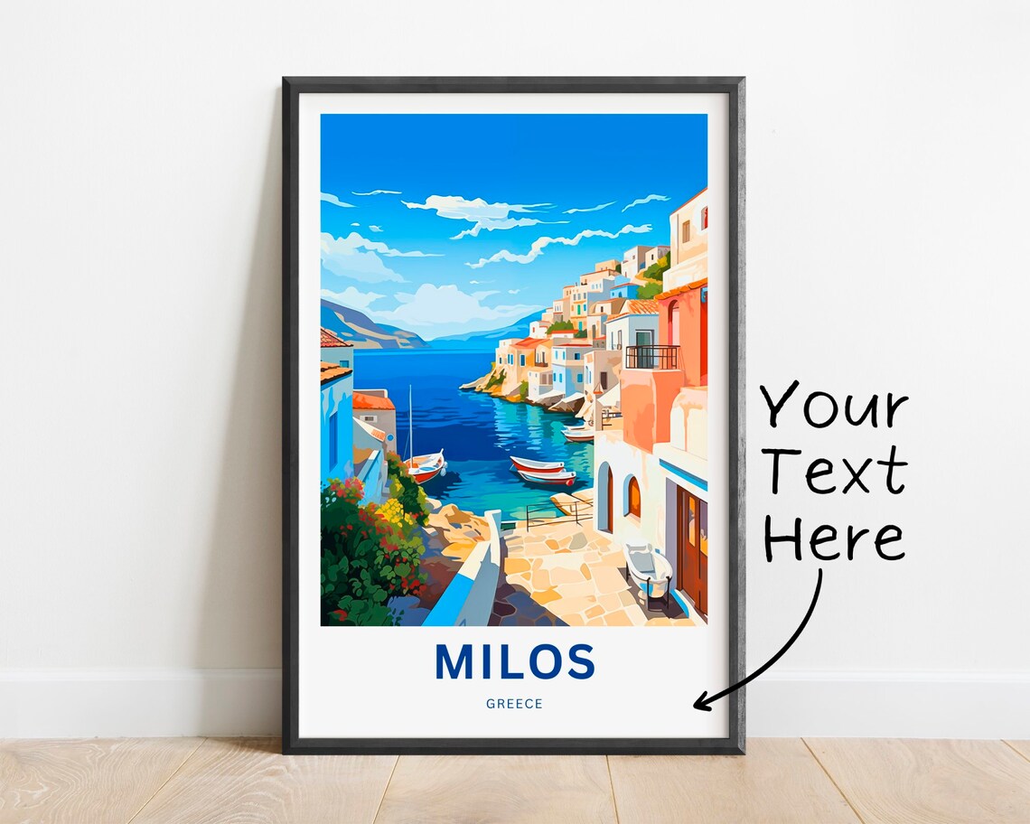 Milos Greece Personalized Harbor Village Fishing Boats Travel Poster