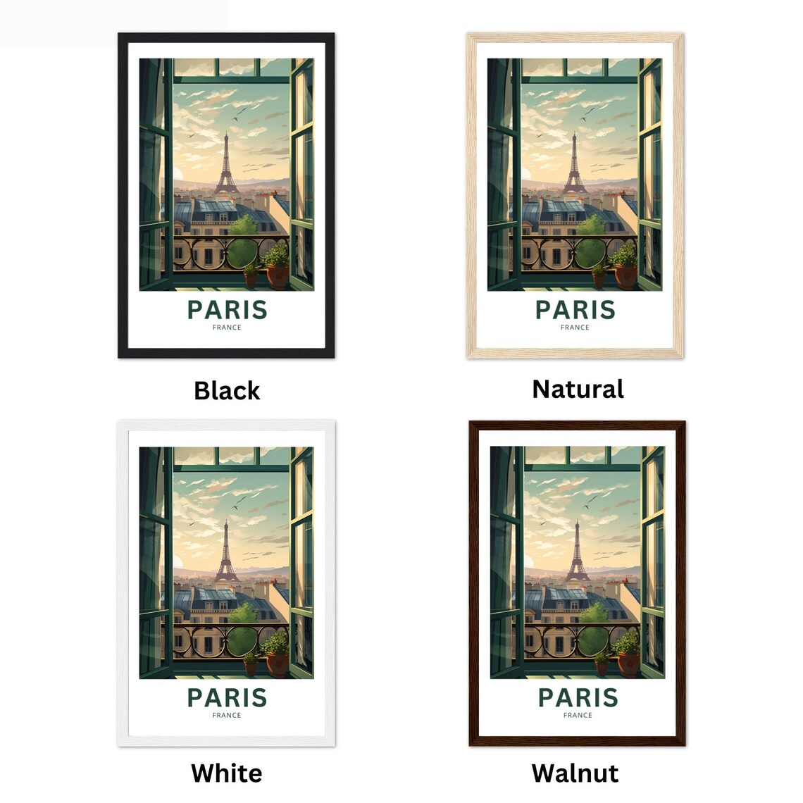 Paris France Eiffel Tower Balcony View Vintage Travel Poster - Image 4