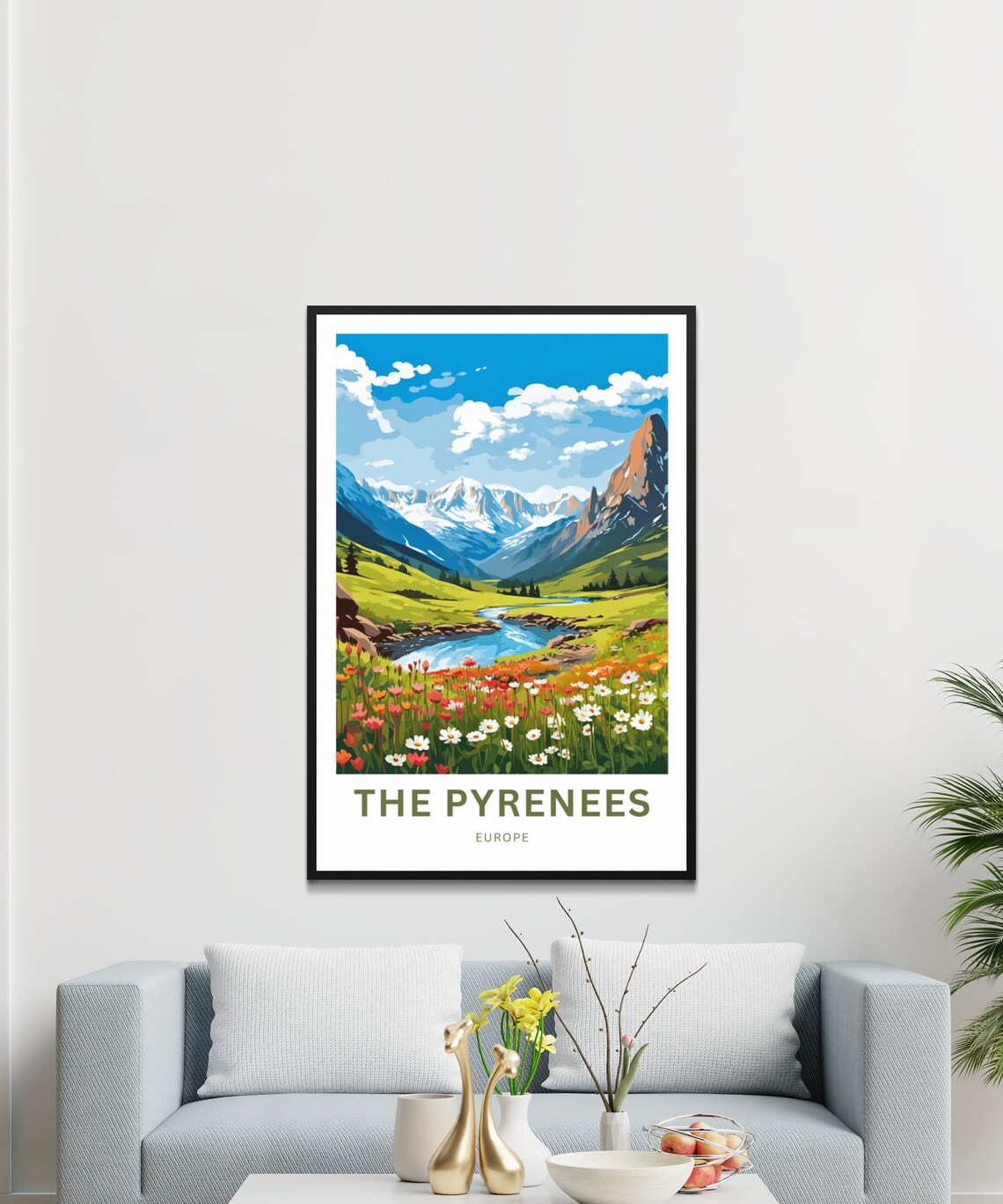 Personalized The Pyrenees Travel Poster, Europe Wall Art - Image 2