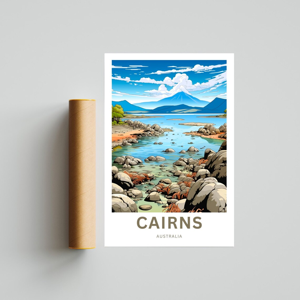 Personalized Cairns Australia Rocky Shoreline Lagoon Travel Poster - Image 4