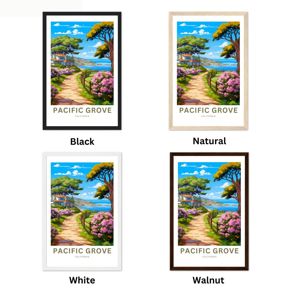 Personalized Pacific Grove California Coastal Path Custom Poster - Image 2