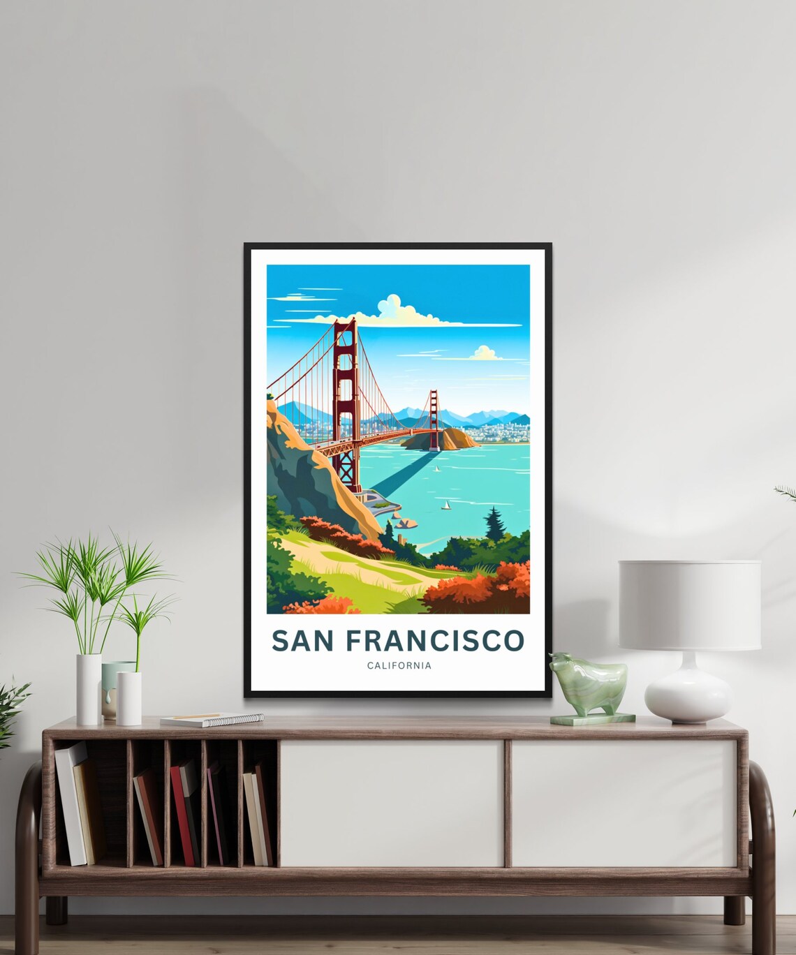 San Francisco California Custom Text Golden Gate Bridge Travel Poster - Image 2
