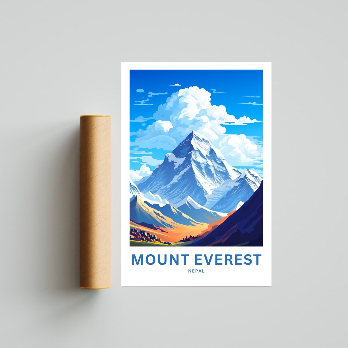 Mount Everest Nepal Snowy Himalayan Peak Blue Sky Travel Poster - Image 4