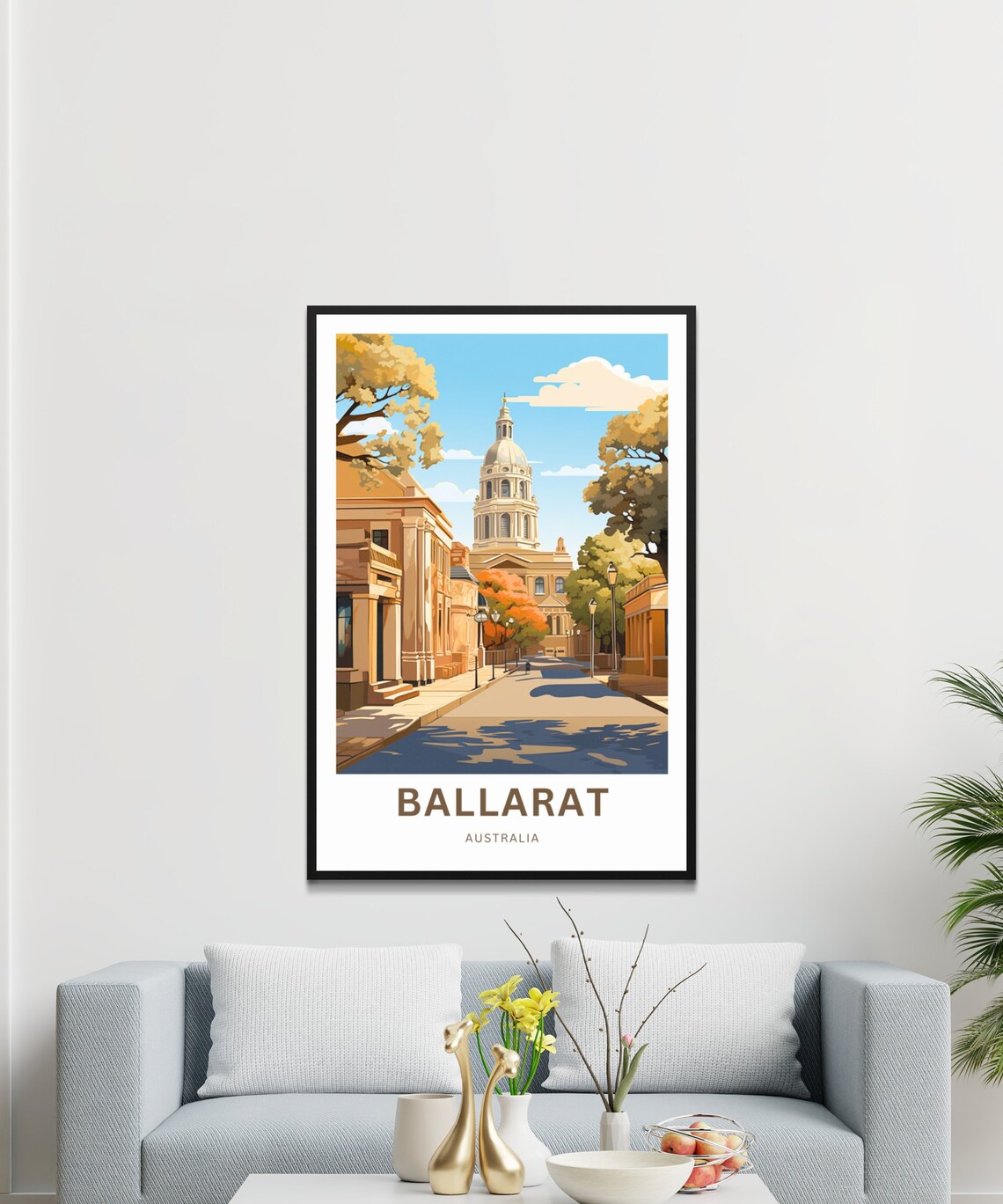 Ballarat Australia Golden Street Scene Dome Tower Custom Poster - Image 3