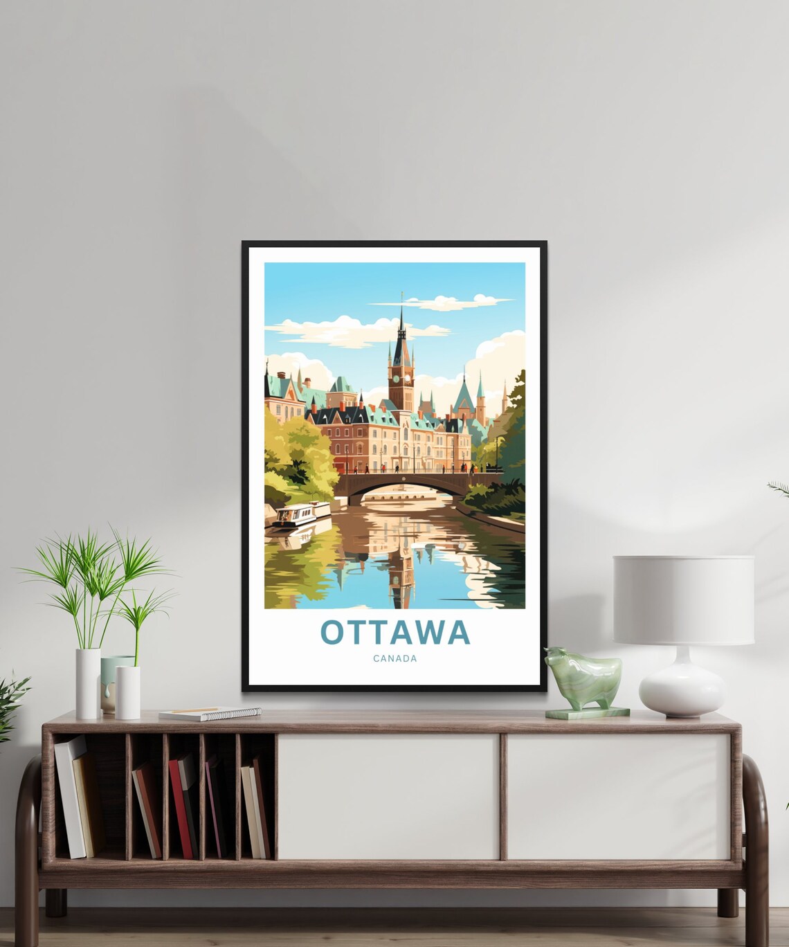 Personalized Ottawa Canada Parliament Bridge Vintage Travel Poster Art - Image 2