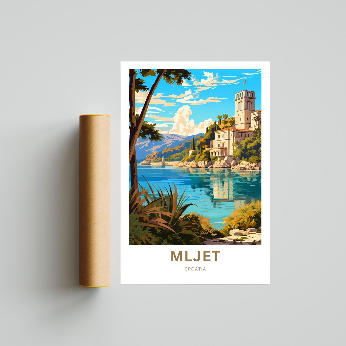 Personalized Mljet Croatia Adriatic Island Lake Travel Poster - Image 4