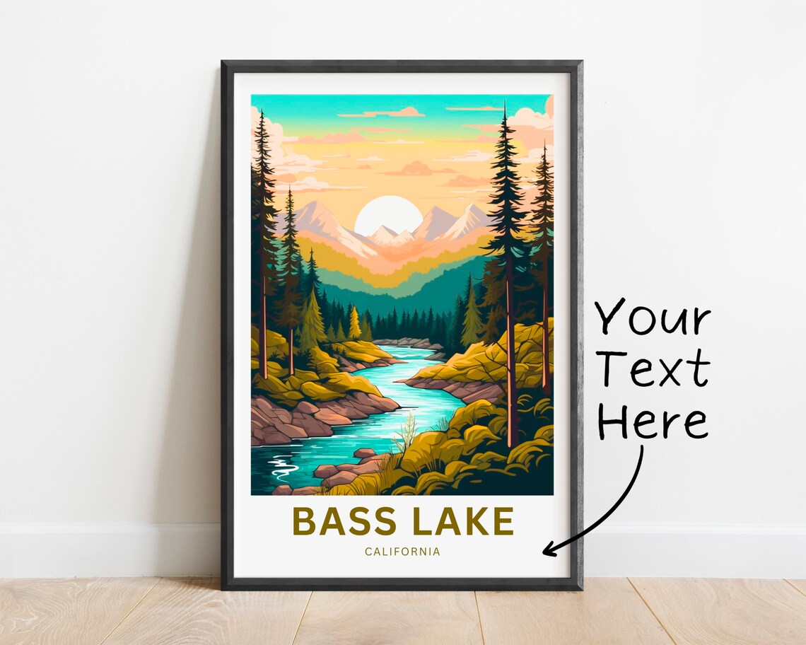 Personalized Bass Lake California Sunset River Travel Poster