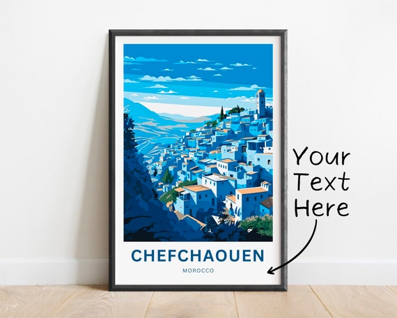 Personalized Chefchaouen Travel Print Chefchaouen Poster Morocco Wall Art Framed Present Gift Morocco Present