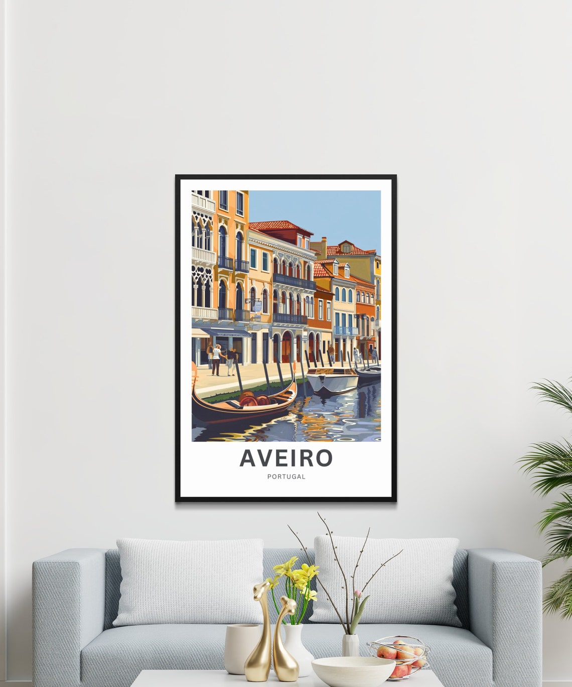 Personalized Aveiro Portugal Gondola Canal Custom Text Travel Poster - Image 3