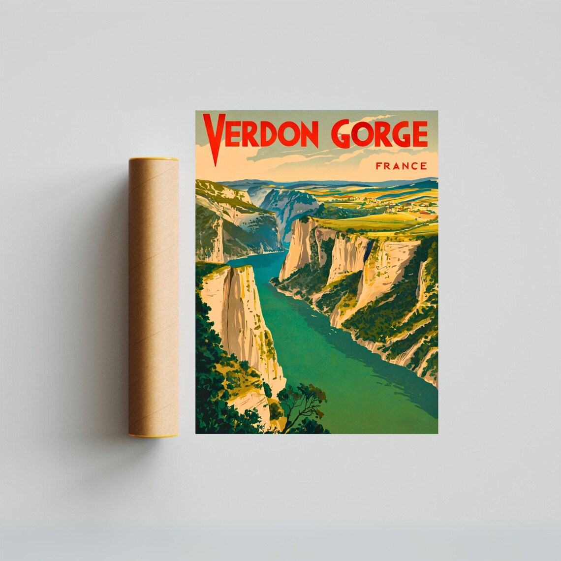 Verdon Gorge France Vintage Travel Style Canyon Overlook Poster - Image 2