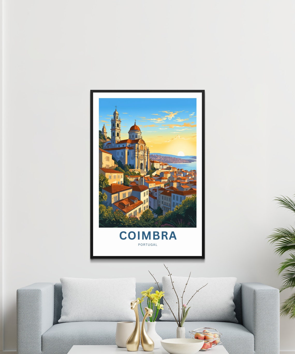 Coimbra Portugal Sunset Rooftops River View Custom Travel Poster - Image 3