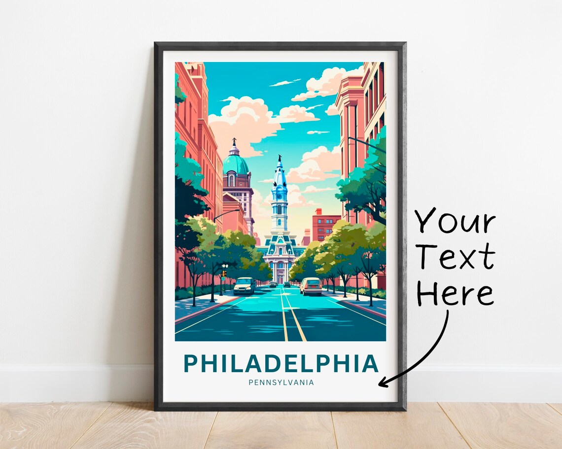 Personalized Philadelphia City Hall Street Pennsylvania Travel Poster