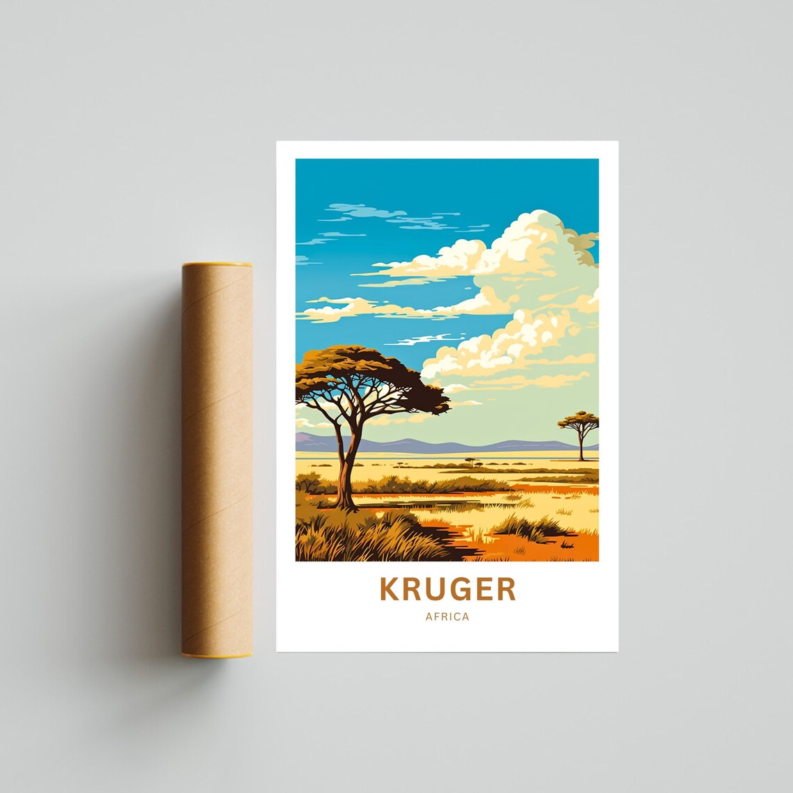 Kruger Africa Personalized Sunset Savanna Acacia Travel Poster - Image 4