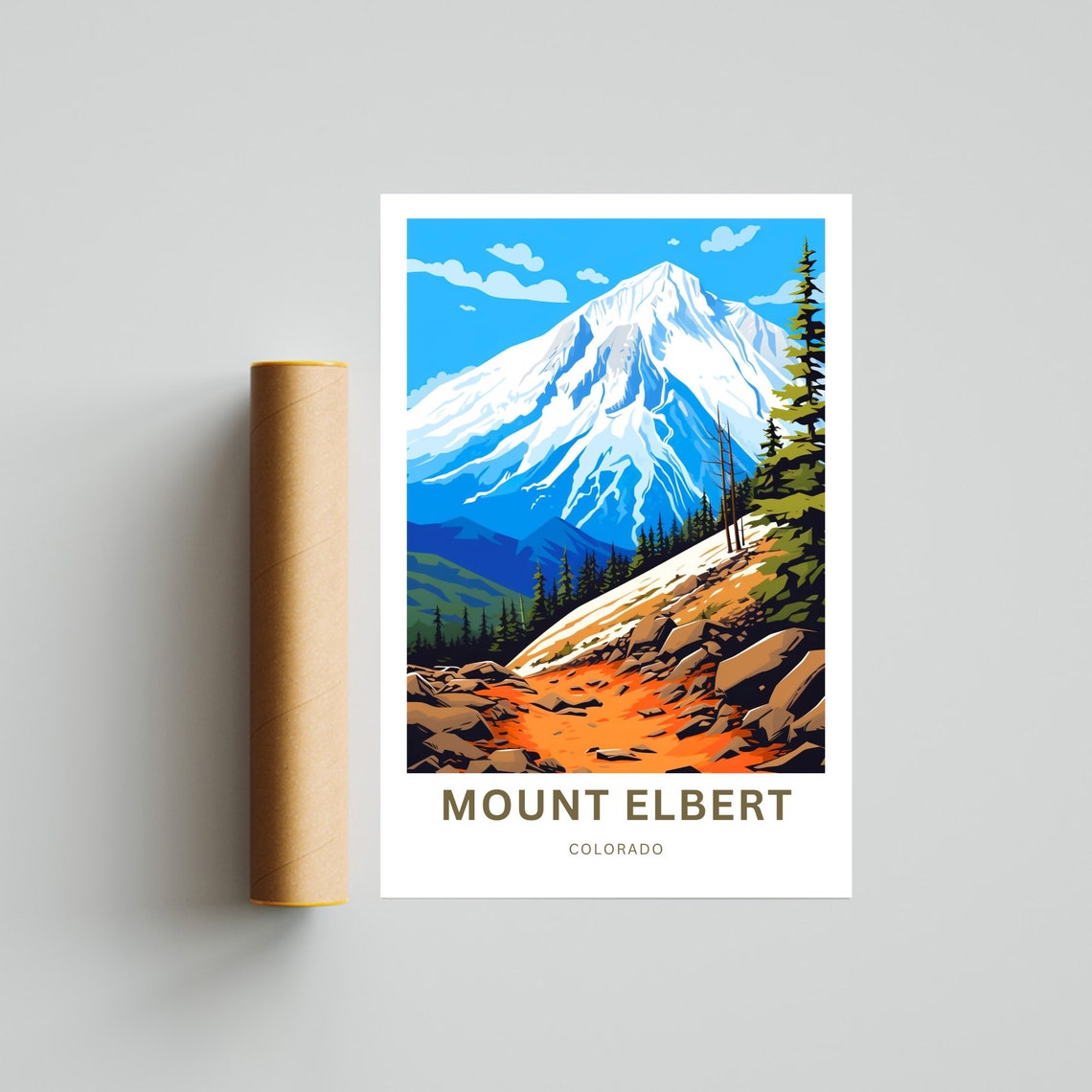 Mount Elbert Colorado Rocky Peak Trail Custom Text Travel Poster - Image 4