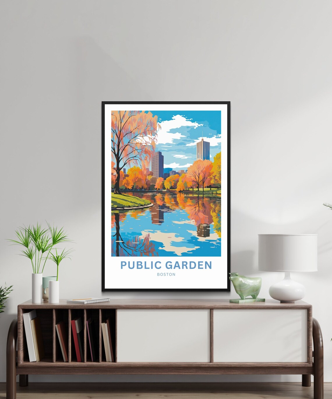 Boston Public Garden Autumn Pond Reflections Willow Scenic Poster - Image 3