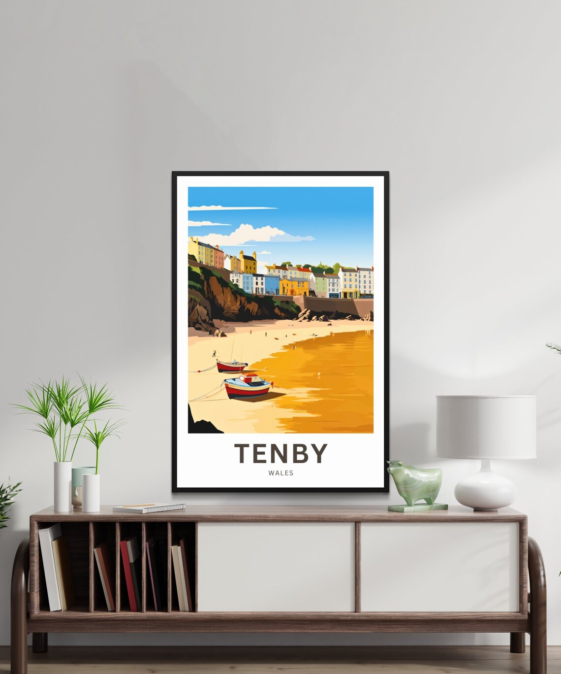 Tenby Wales Golden Beach Fishing Boats Vintage Travel Poster Gift - Image 2