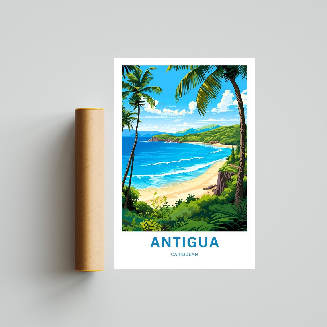 Antigua Travel Print Antigua Poster Caribbean Wall Art Framed Present Gift Antigua Barbuda Antigua Present Personalized Text - Image 4