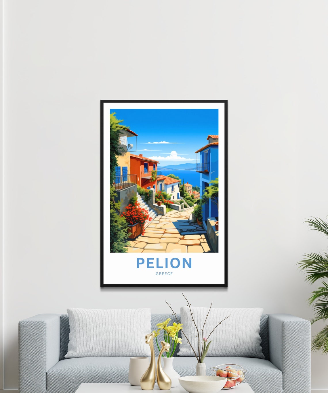 Pelion Greece Personalized Colorful Village Stone Steps Poster - Image 3