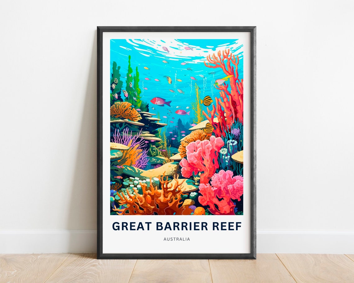 Great Barrier Reef Australia Colorful Coral Reef Fish Scene Poster - Image 2