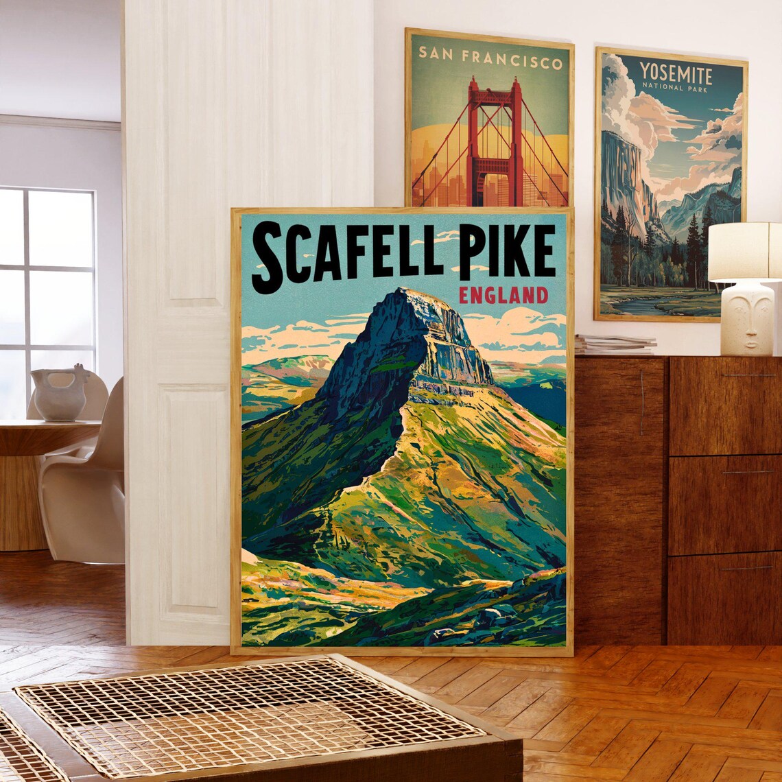 Scafell Pike England Retro Vintage Mountain Art Travel Poster - Image 3