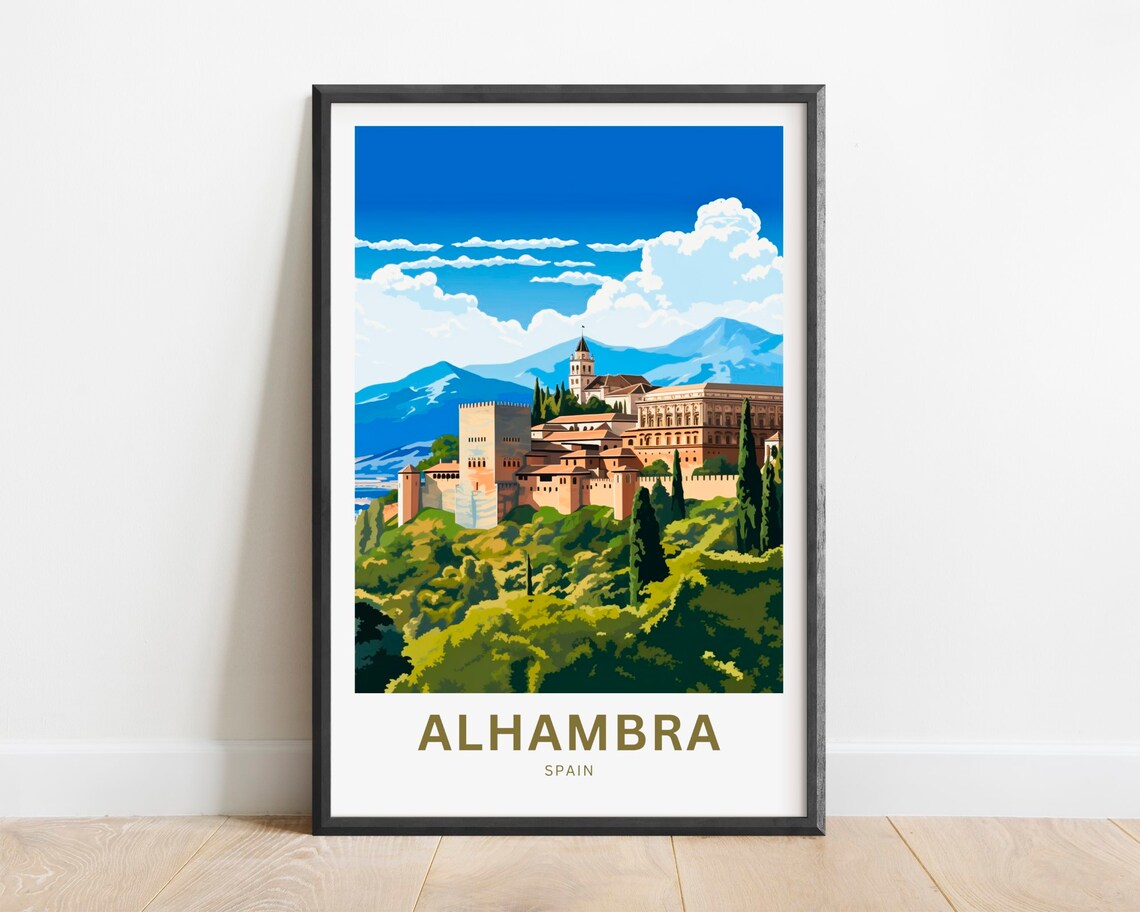 Alhambra Spain Palace Hill Fortress Gardens Andalusia Travel Poster