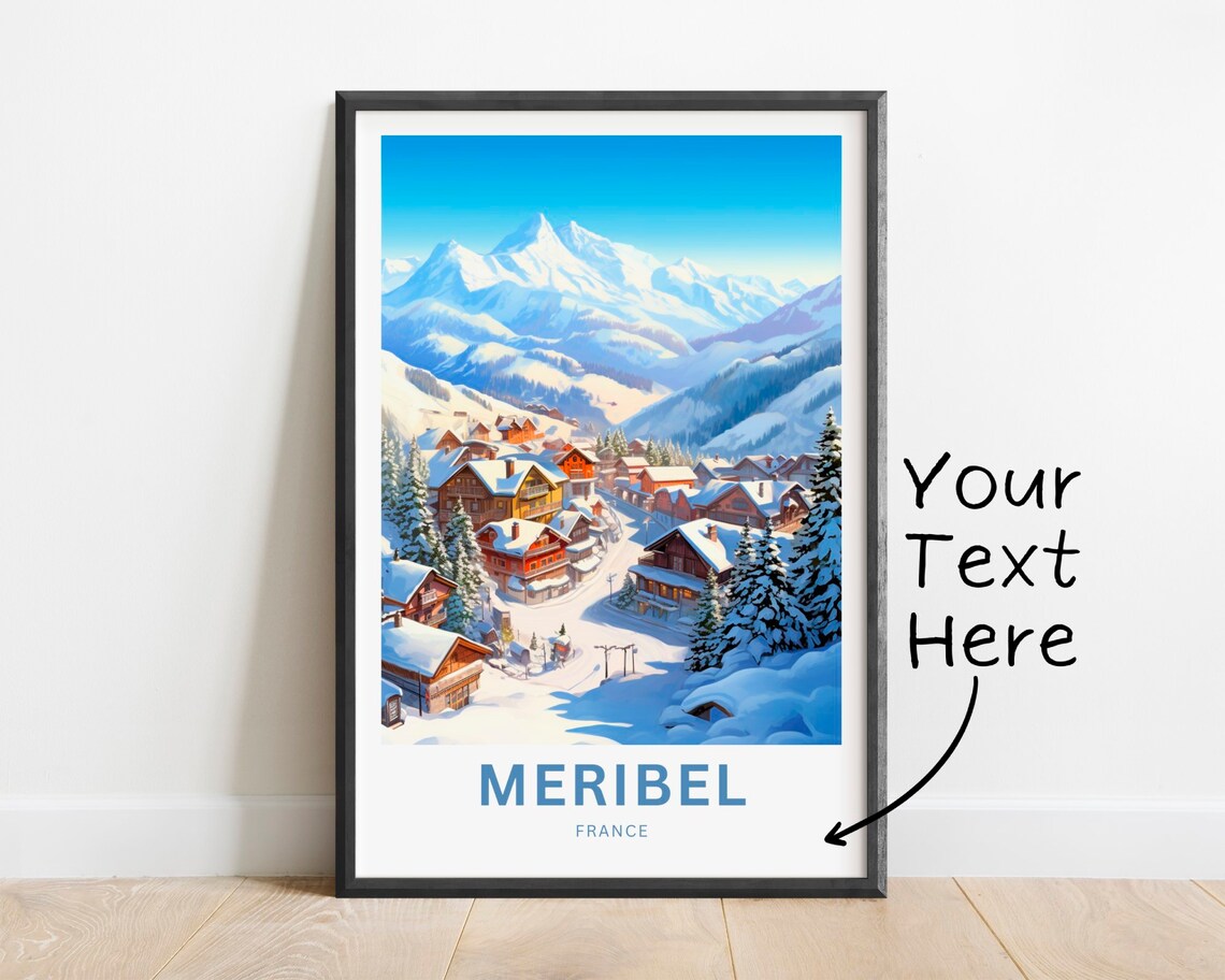 Personalized Meribel France Alpine Peak Village Retro Ski Poster