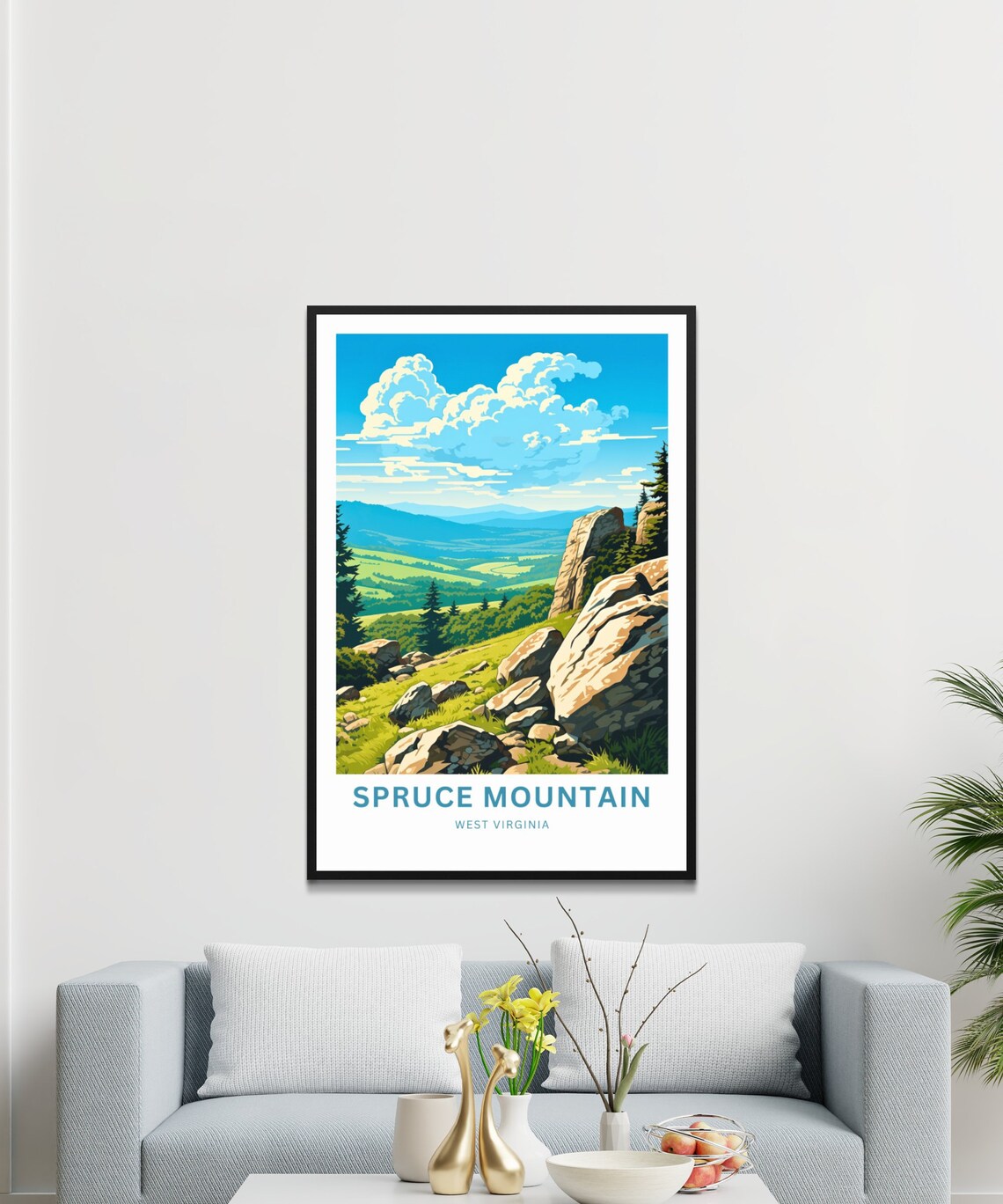 Spruce Mountain West Virginia Rocky Outcrop Vista Travel Poster - Image 3