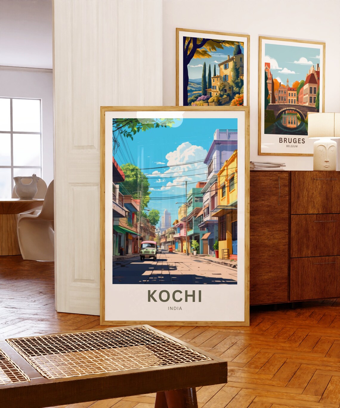 Kochi India Colonial Street Tuk Tuk City Scene Travel Poster - Image 5