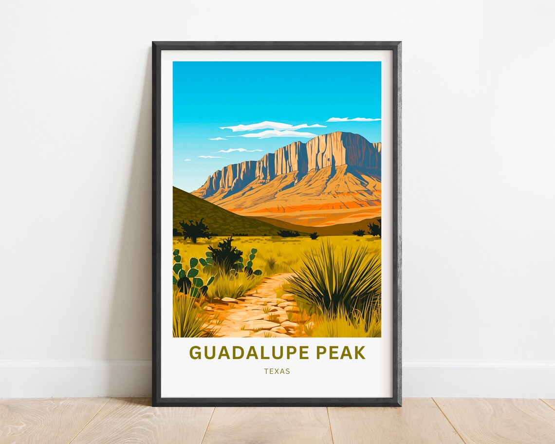 Guadalupe Peak Texas Desert Mesa Trail Vintage Travel Poster - Image 2
