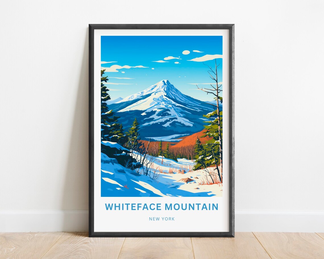 Whiteface Mountain New York Snowy Peak Winter Season Travel Poster