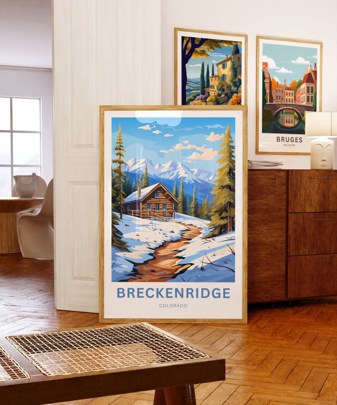 Personalized Breckenridge Colorado Snowy Cabin Custom Travel Poster - Image 5