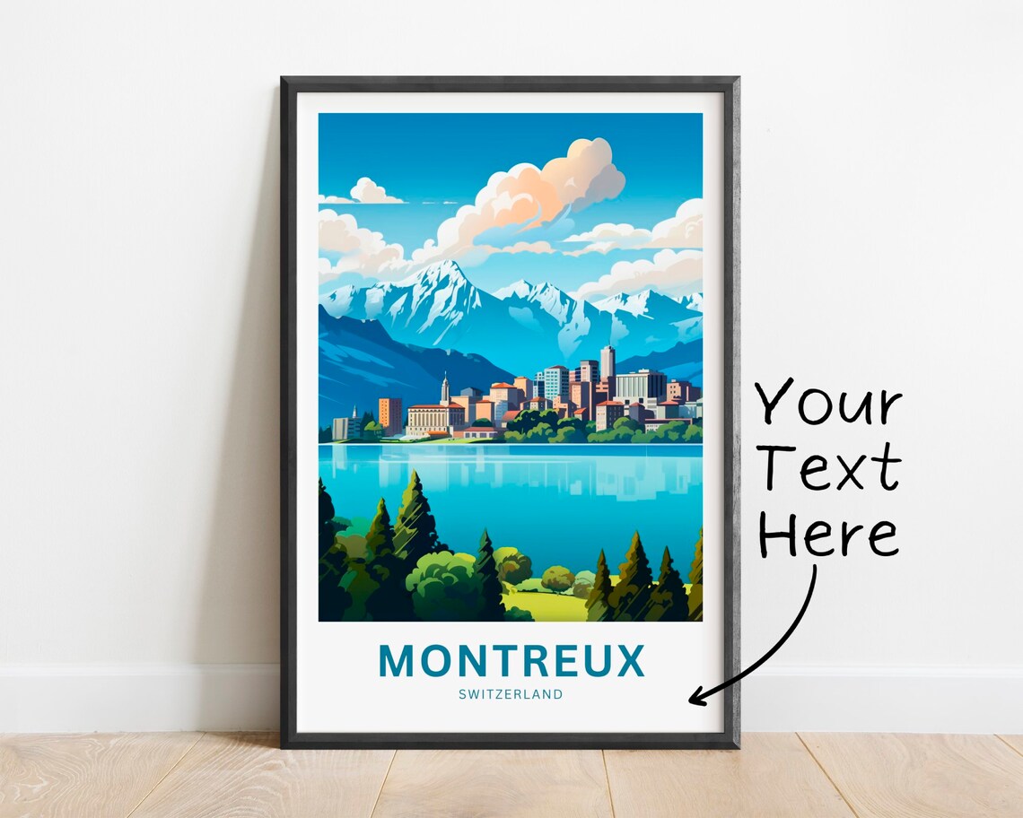 Montreux Switzerland Personalized Lake Geneva Mountain Travel Poster