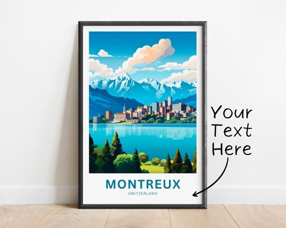 Montreux Switzerland Personalized Lake Geneva Mountain Travel Poster
