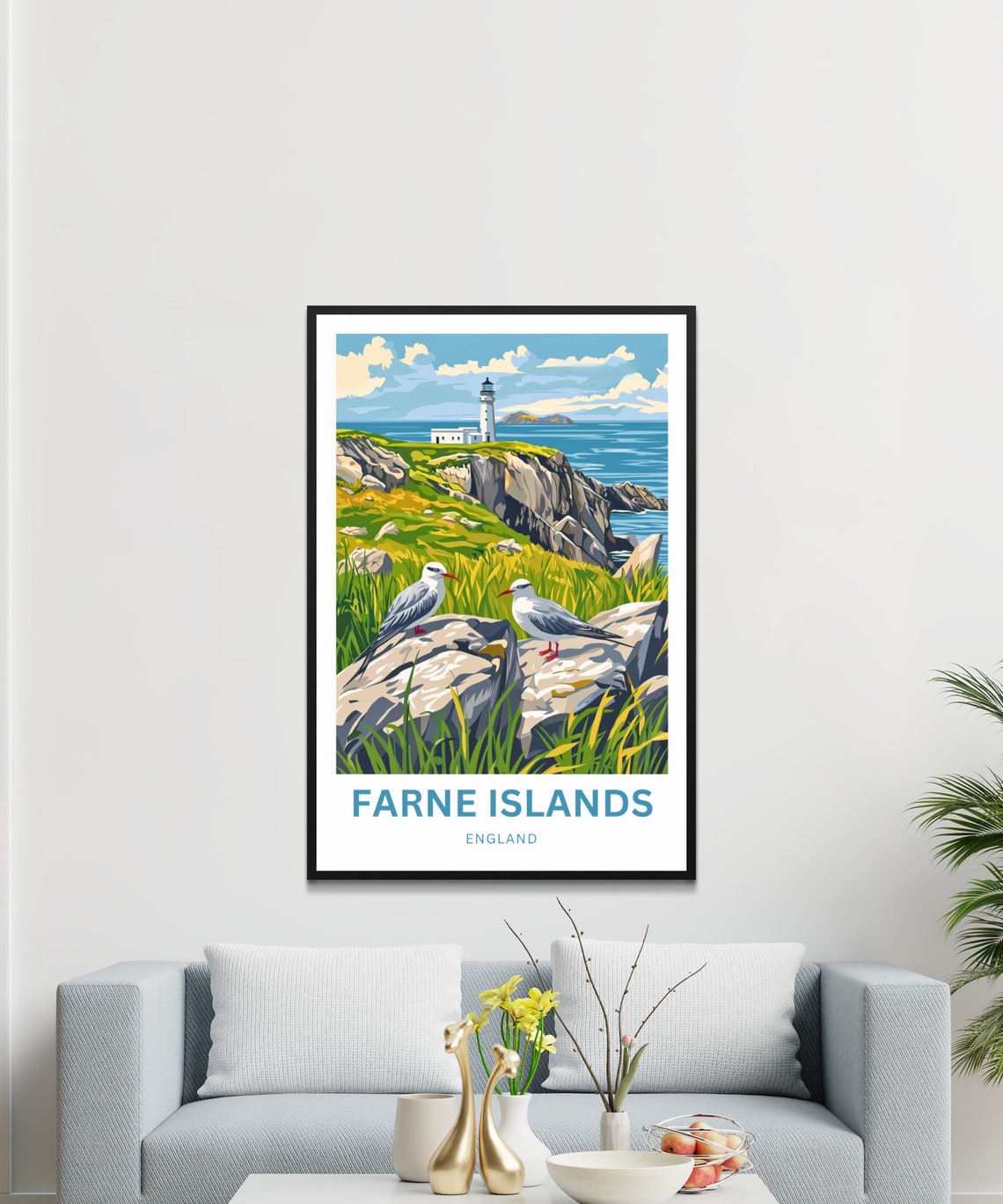 Personalized Farne Islands England Lighthouse Custom Travel Poster - Image 3