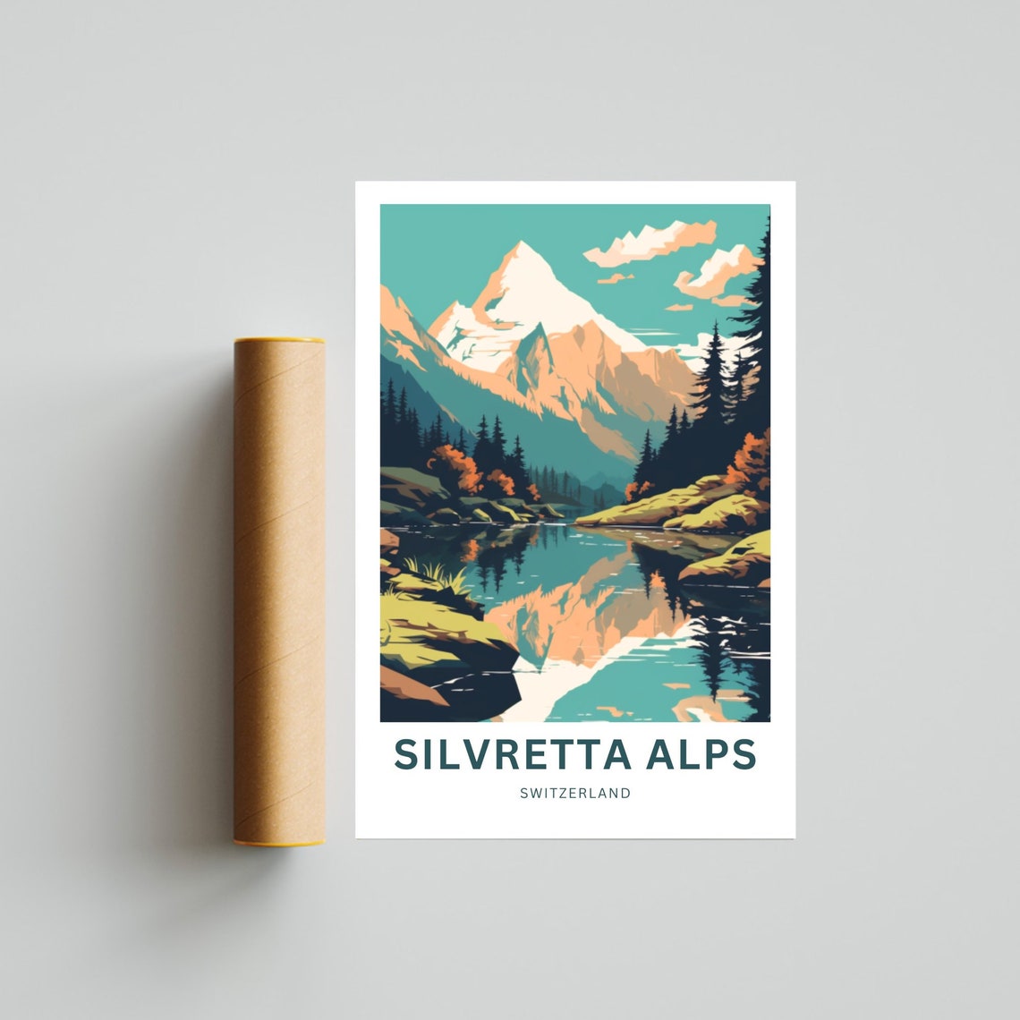 Silvretta Alps Switzerland Mountain Lake Reflection Art Poster - Image 4