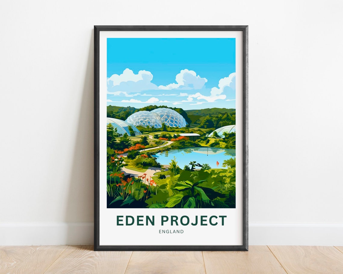 Eden Project England Botanical Biomes Gardens Cornwall Travel Poster