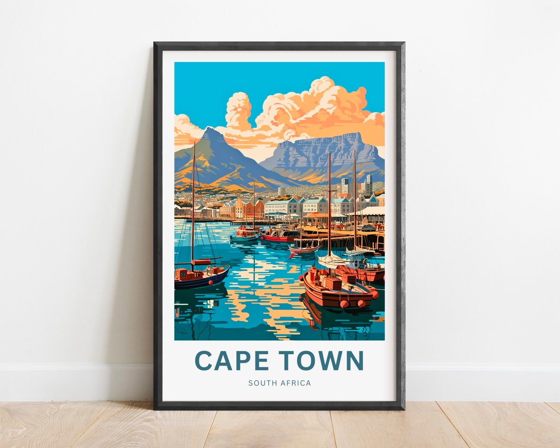 Cape Town South Africa Table Mountain Waterfront Harbor Poster